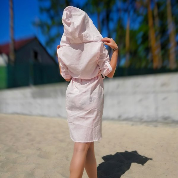 Женская пляжная туника, батист розовый