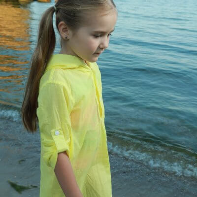 Детская пляжная туника, жёлтая