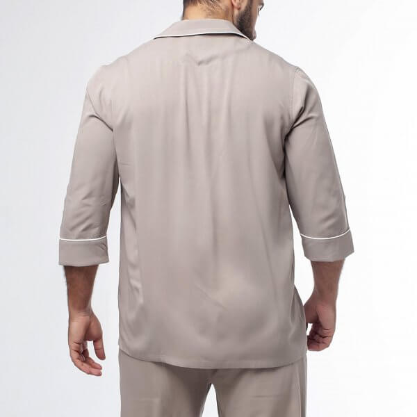 Мужская классическая пижама цвет хаки с молочным кантом