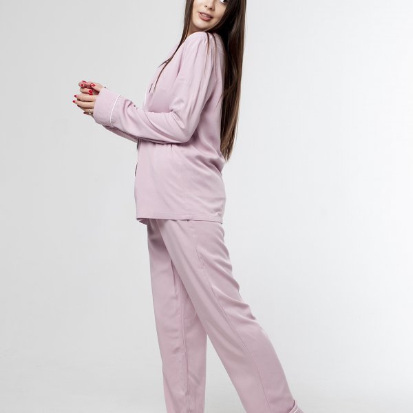 Женская классическая пижама нежно розовая хлопок